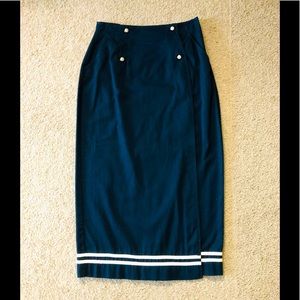 Nipon Studio Long Wrap Skirt Sz 12  Vintage Pencil Nautical  100% Cotton